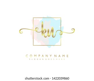 initials letter KU handwriting logo vector template