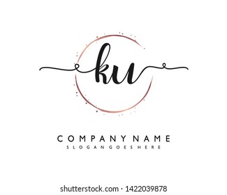 initials letter KU handwriting logo vector template