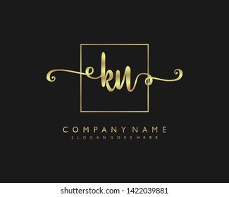 initials letter KU handwriting logo vector template