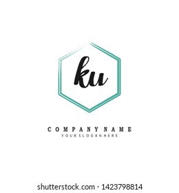 initials letter KU handwriting logo vector template