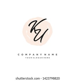initials letter KU handwriting logo vector template