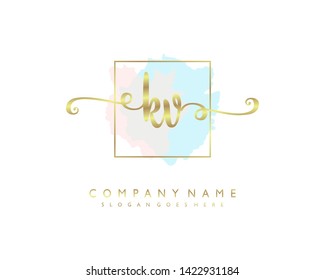 initials letter KV handwriting logo vector template