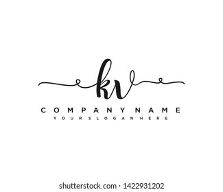 initials letter KV handwriting logo vector template