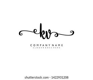 initials letter KV handwriting logo vector template