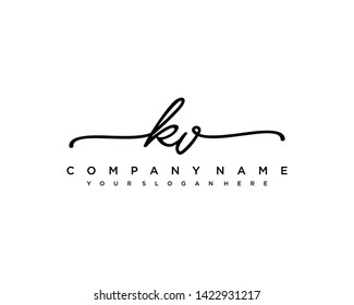 initials letter KV handwriting logo vector template