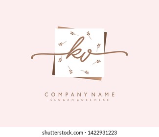 initials letter KV handwriting logo vector template