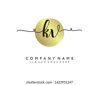 initials letter KV handwriting logo vector template