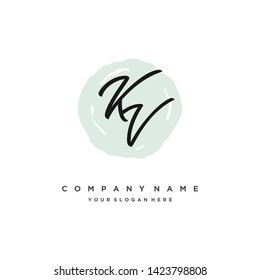 initials letter KV handwriting logo vector template