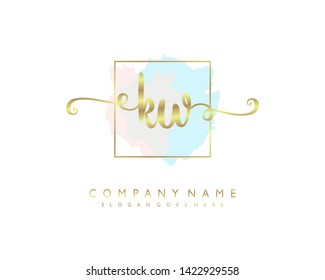 initials letter KW handwriting logo vector template