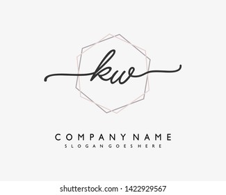 initials letter KW handwriting logo vector template