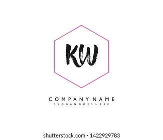 initials letter KW handwriting logo vector template