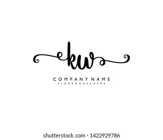 initials letter KW handwriting logo vector template
