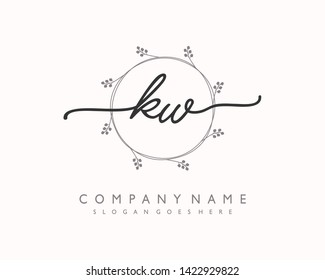 initials letter KW handwriting logo vector template