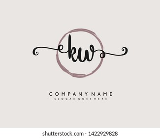initials letter KW handwriting logo vector template