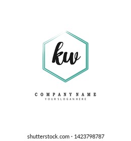 initials letter KW handwriting logo vector template