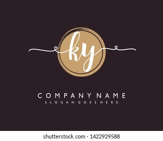 initials letter KY handwriting logo vector template