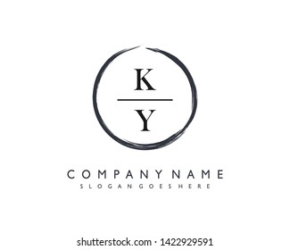 initials letter KY handwriting logo vector template