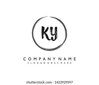 initials letter KY handwriting logo vector template