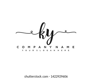 initials letter KY handwriting logo vector template