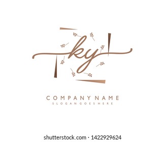 initials letter KY handwriting logo vector template