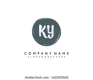 initials letter KY handwriting logo vector template