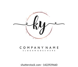 initials letter KY handwriting logo vector template