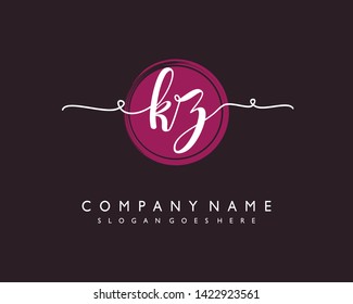 initials letter KZ handwriting logo vector template