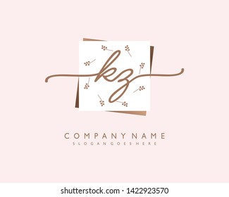 initials letter KZ handwriting logo vector template