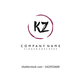 initials letter KZ handwriting logo vector template