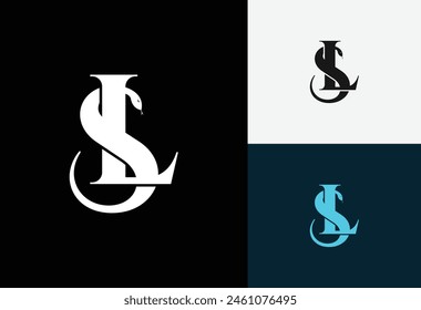 initials letter L and S snake logo design vector illustration
