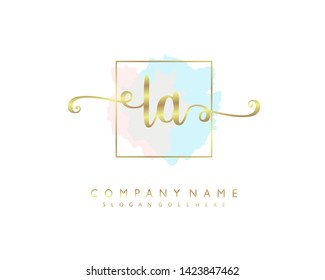 initials letter LA handwriting logo vector template