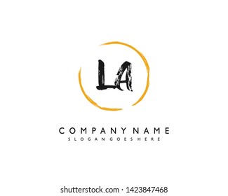 initials letter LA handwriting logo vector template