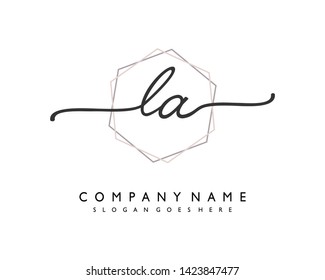 initials letter LA handwriting logo vector template