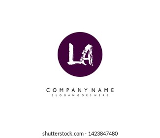 initials letter LA handwriting logo vector template