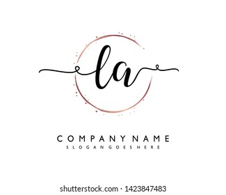 initials letter LA handwriting logo vector template