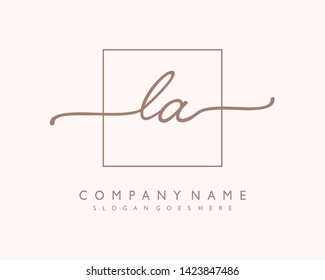 initials letter LA handwriting logo vector template