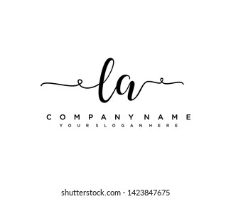 initials letter LA handwriting logo vector template