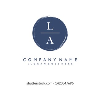 initials letter LA handwriting logo vector template