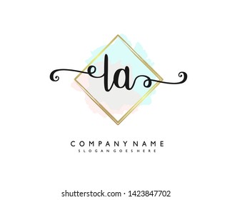 initials letter LA handwriting logo vector template