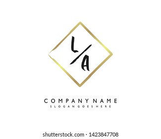 initials letter LA handwriting logo vector template