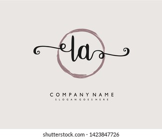 initials letter LA handwriting logo vector template