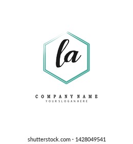 initials letter LA handwriting logo vector template