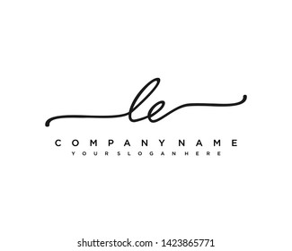 initials letter LE handwriting logo vector template