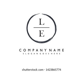 initials letter LE handwriting logo vector template