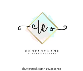 initials letter LE handwriting logo vector template