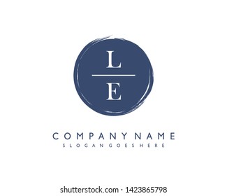 initials letter LE handwriting logo vector template