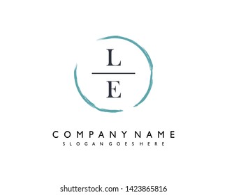 initials letter LE handwriting logo vector template
