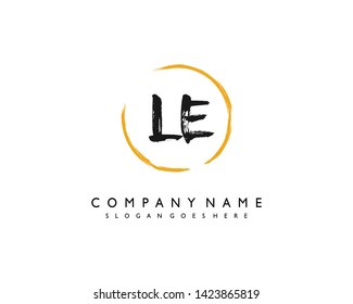 initials letter LE handwriting logo vector template