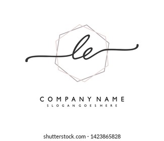 initials letter LE handwriting logo vector template