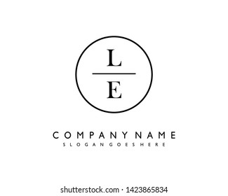 initials letter LE handwriting logo vector template